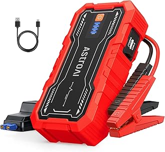AstroAI S8 Pro Car Battery Jump Starter, 3000A Peak Jump Starter Battery Pack for Up to 9.0L Gas & 7.0L Diesel Engines, 12V Portable Jumper Box with 3 Modes Flashlight and Jumper Cables, Red