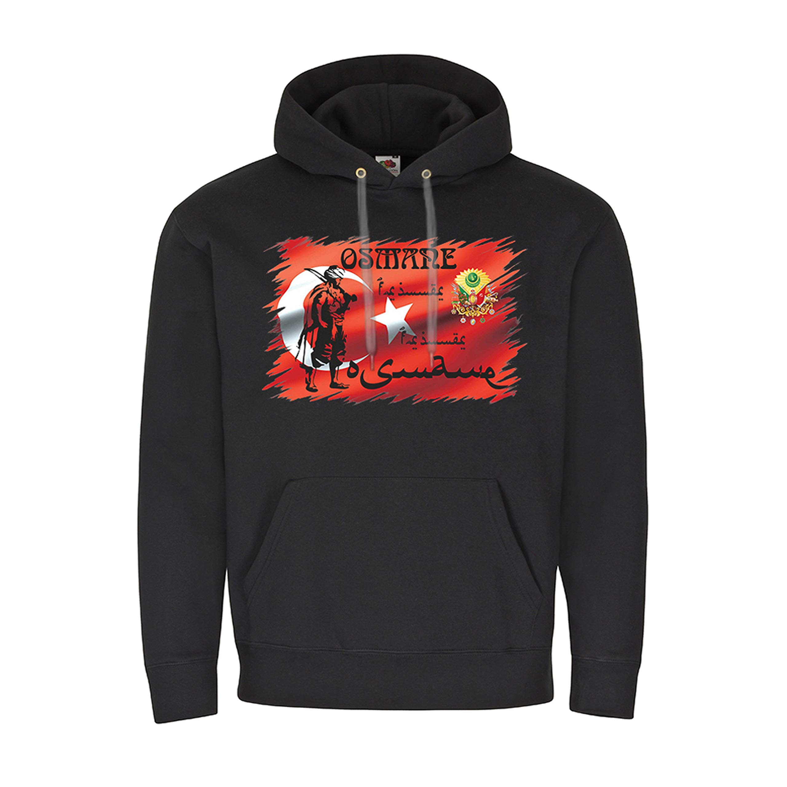 Pull à capuche imprimé guerrier de l'Empire osmanique coton noir S - 3