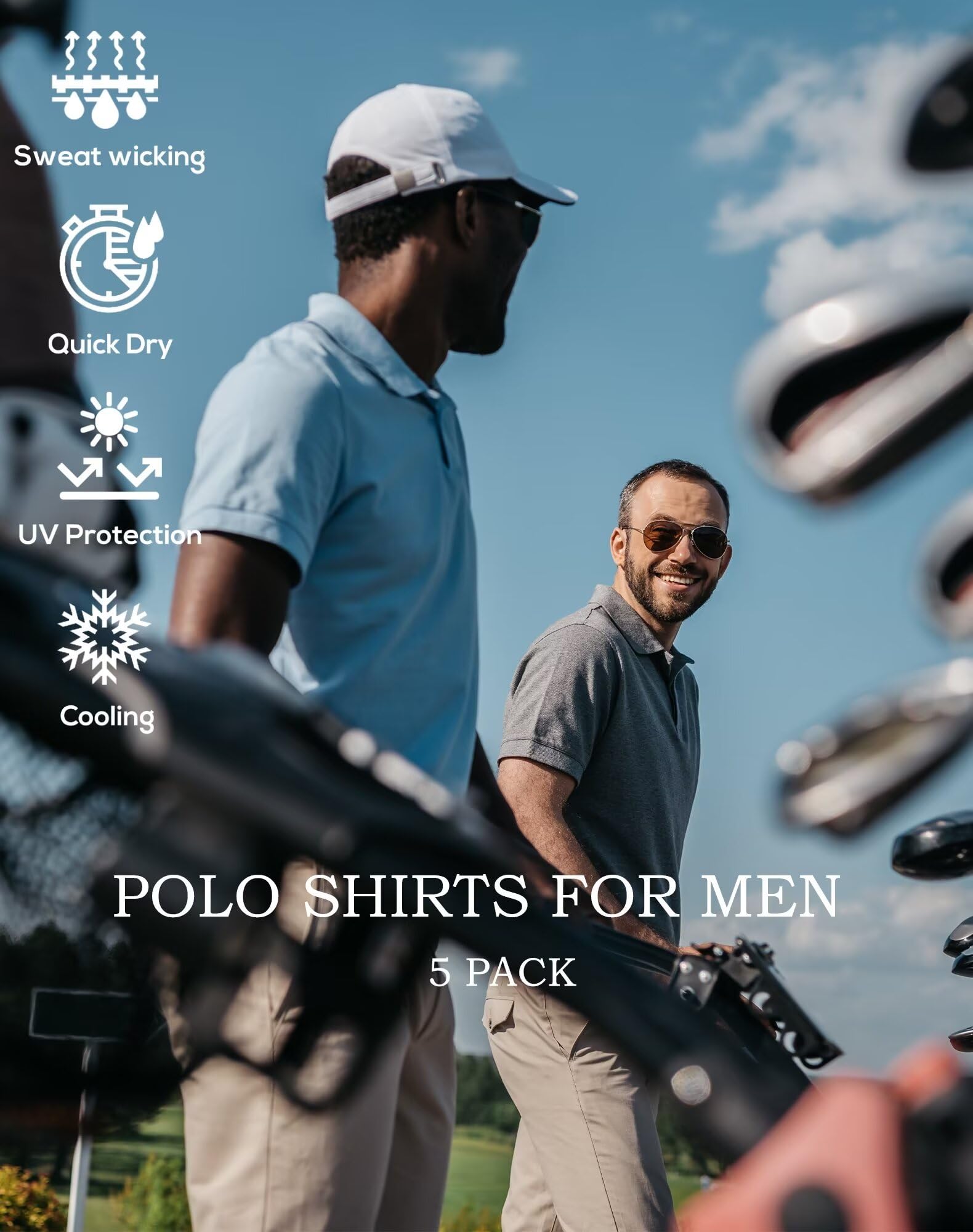 OYGSieg 6 Pack Mens Polo Shirts Performance Short Sleeve Golf Shirt Moisture Wicking Athletic Casual Collared T-Shirt