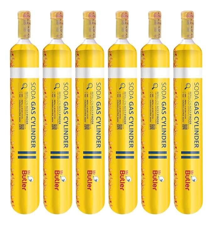 Mr. Butler Soda Maker CO2 Gas Cylinder, Pack of 6, Steel Amazon.in