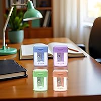 Vista 2 de 1 sacapuntas portátil de color aleatorio mini manual para estudiante oficina papelería sacapuntas