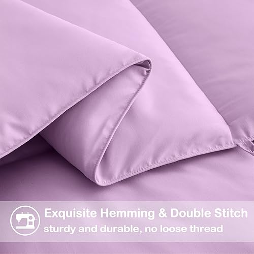 Vista 64 de EASELAND Edredón alternativo de plumón individual XL, relleno de edredón acolchado para todas las estaciones, suave y ligero con pestañas