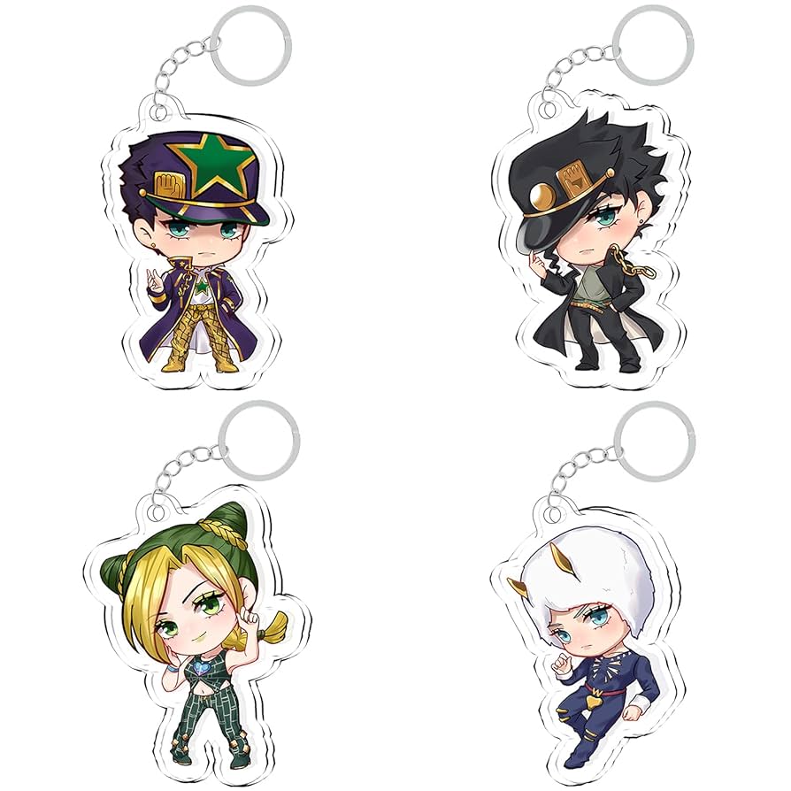 ジョジョ アクリルキーホルダー 空条承太郎 ジョジョ展 2017 他 バッジ 付 ジョジョ アクリルキーホルダー 空条承太郎 ジョジョ展 2017 他