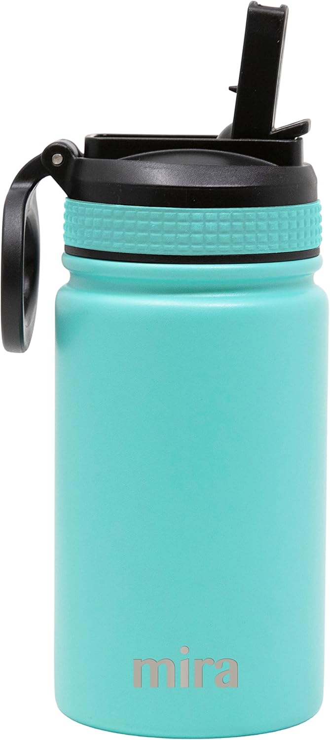 MIRA 12 oz Small Insulated Water Bottle for Cold Drinks | Leak-Proof Stainless Steel with Straw Lid for Travel, Hiking, Gym - Teal - Image 2