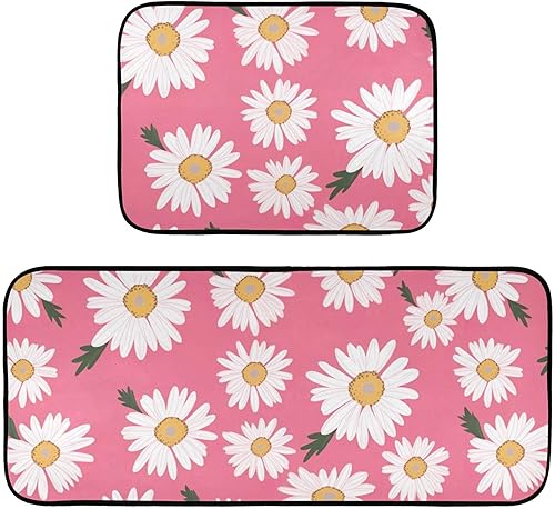 Miniatura 7 de KFBE Juego de 2 tapetes de cocina de flor de pascua de Navidad, antideslizantes, para el suelo, alfombra impermeable para el hogar, oficina,