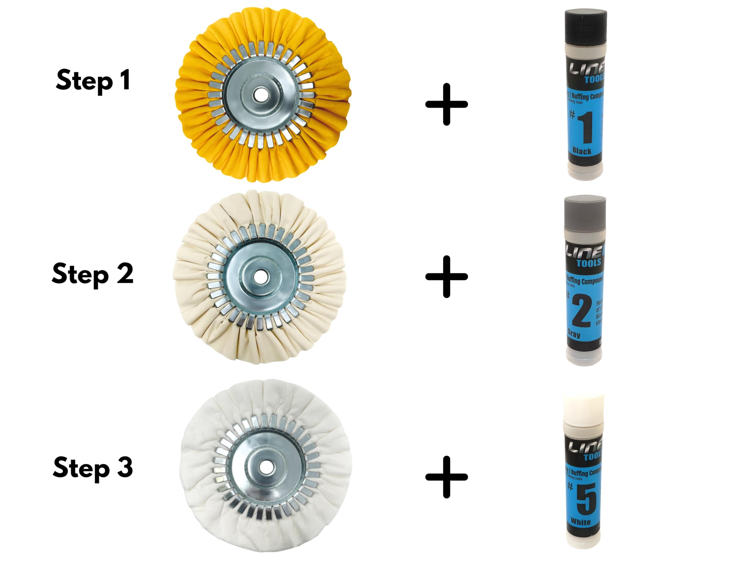 LINE10 Tools 20,3 cm Airway Polierscheiben-Set mit dreistufiger Verbindung und Winkelschleifer-Puffer-Verlängerungsadapter zum Polieren von Hartmetallen