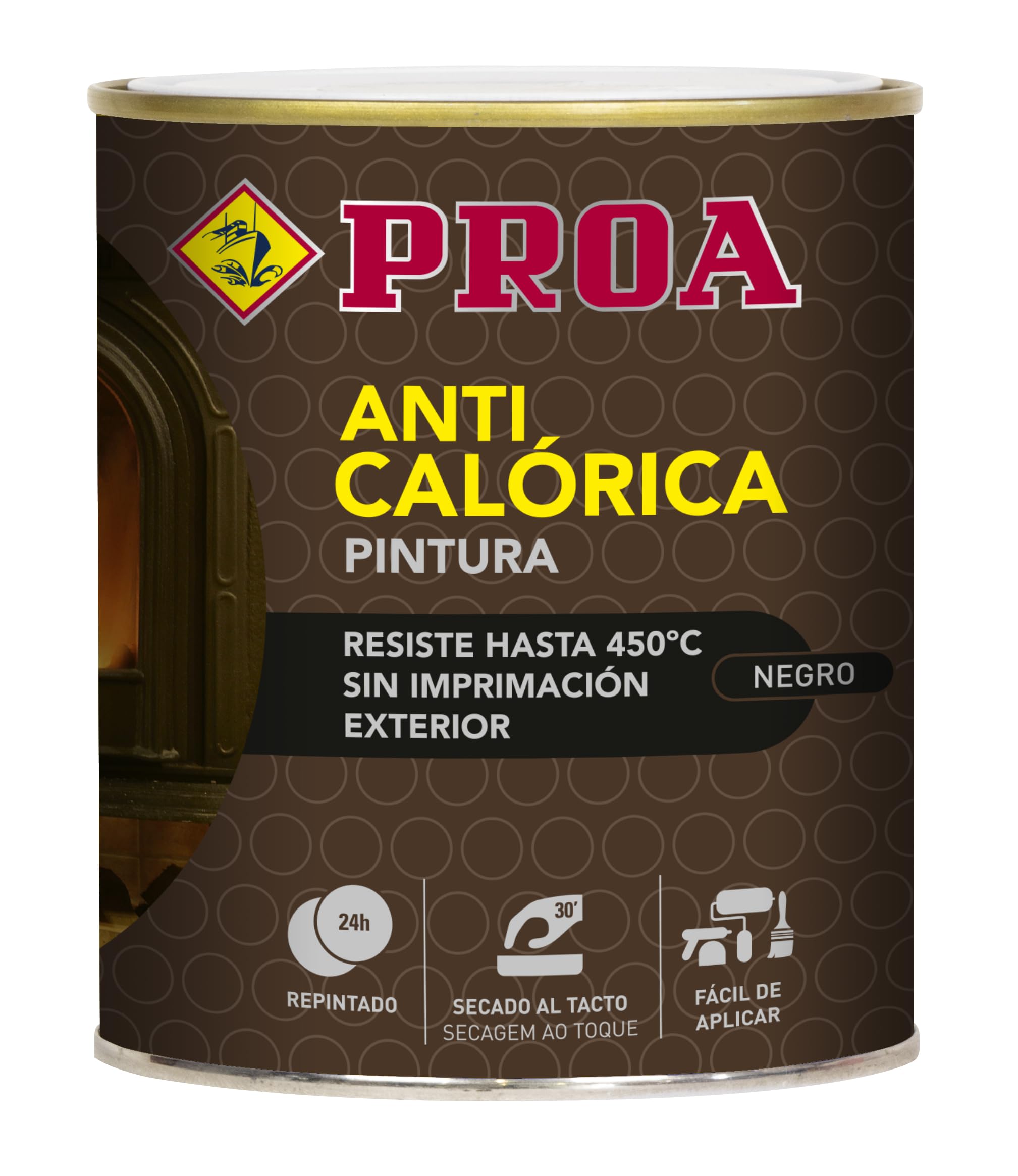 PROA ESMALTE SILICONA ANTICALÓRICO. Negro Ral 9005. 750 ML.