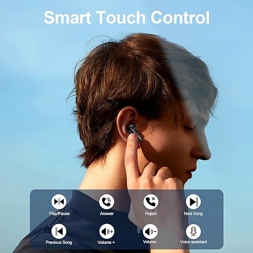 Miniatura 7 de Blackview Auriculares inalámbricos, Airbuds 8, Bluetooth 5.3, cancelación de ruido, IPX7 impermeable, tiempo de reproducción de 56 horas, control