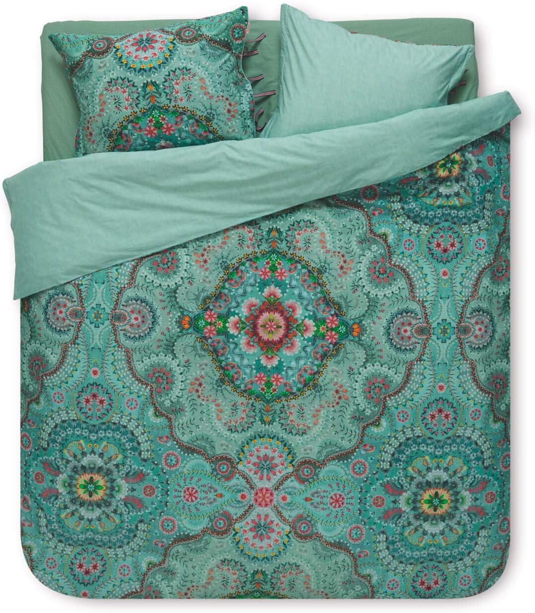 PIP Studio Bed Linen Sultans Carpet Green, 100% Cotton, Green, 1 Bettbezug 135x200 cm + 1 Kissenbezug 80x80 cm