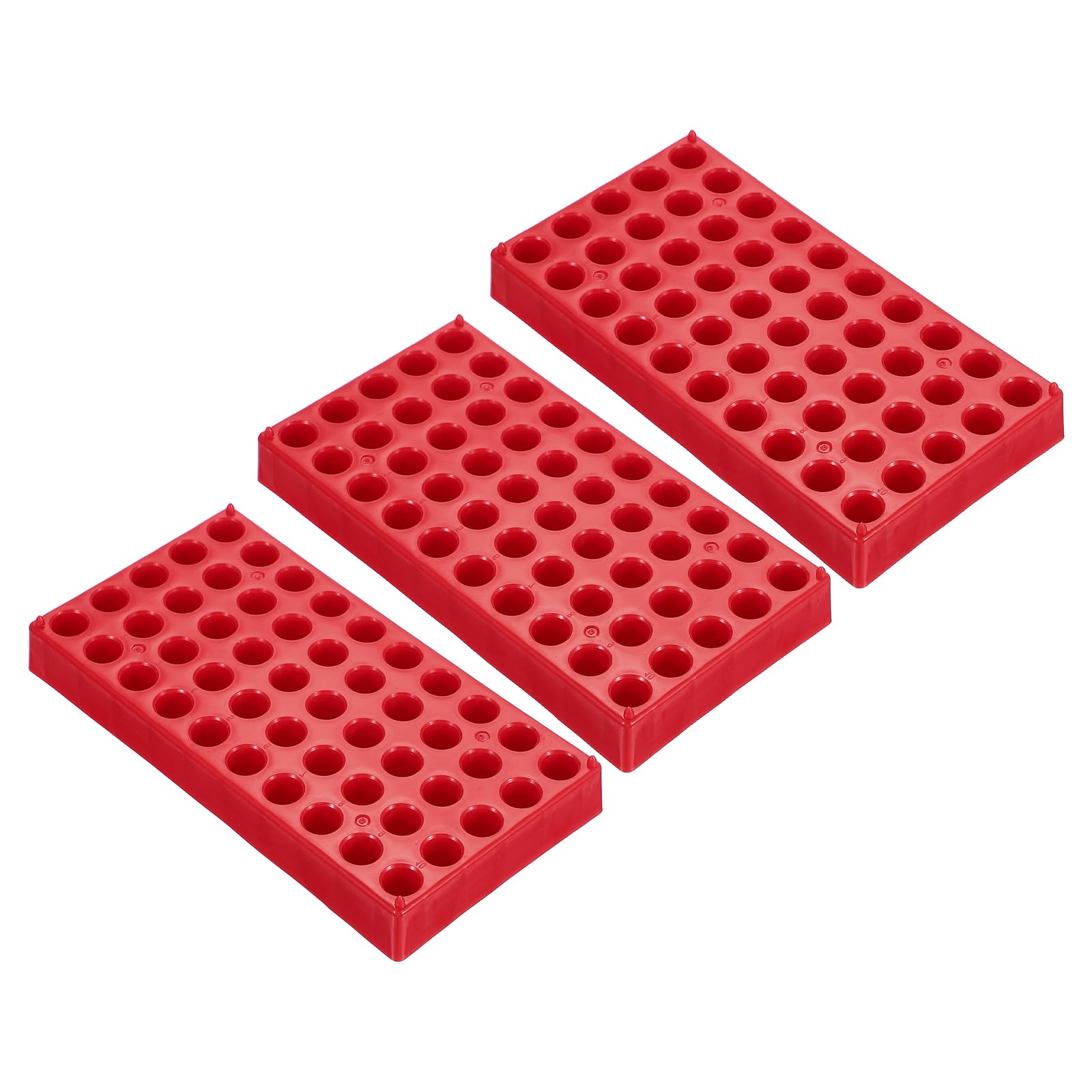 PATIKIL Soporte para Viales de 2ml para Autosamplers, 3 Bandejas Apilables de 50 Pocillos, Rojo