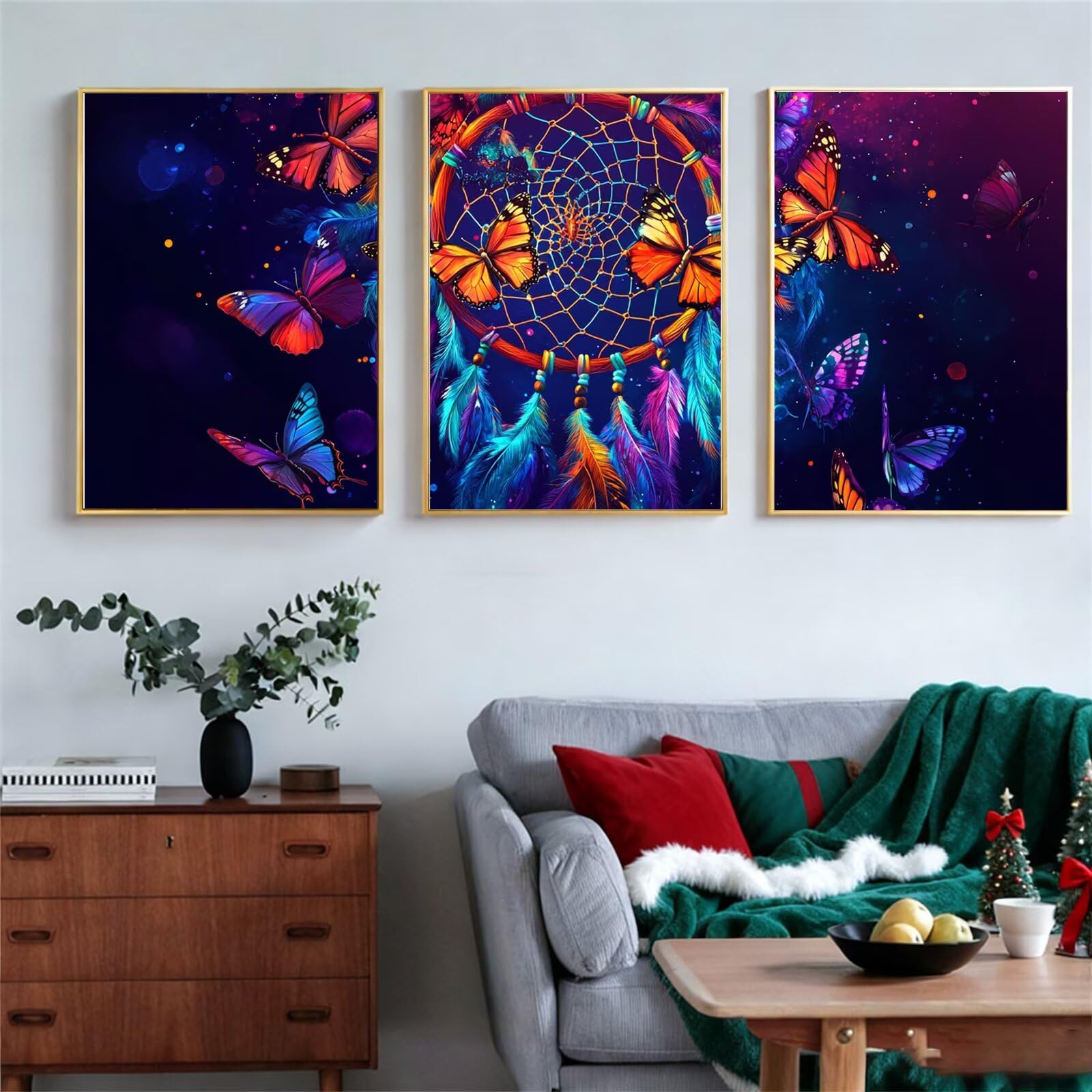 Oujkeef Leinwand Bilder Fantasie 3 Teilig Mit Massivholz Rahmen, Wandbilder Traumfänger, Schlafzimmer Bilder Badezimmer Wohnzimmer Wand Deko Modern Heimdekoration Bilderwand Geschenk 30x40cm,-f863b