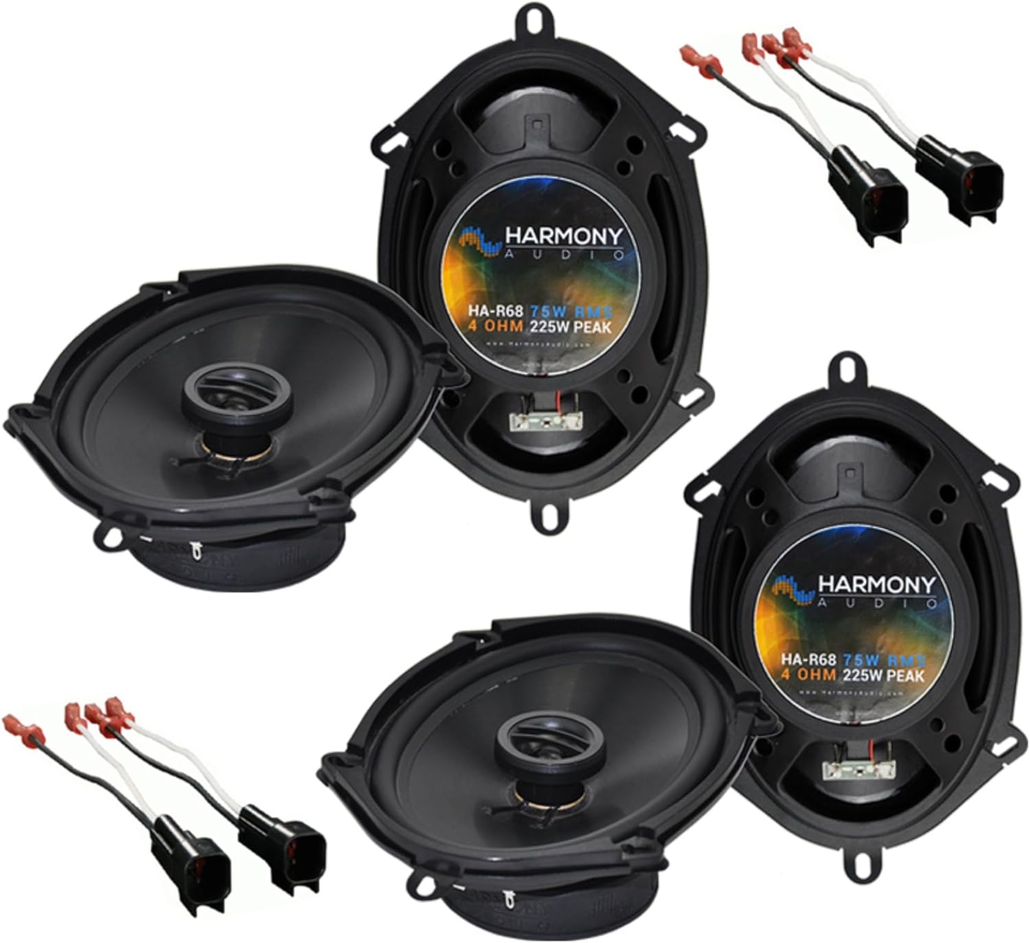 Harmony Audio Bundle Compatible with 1998-2011 Ford Ranger (2) HA-R68 5x7 6x8 New Factory Speaker Replacement Upgrade Package 225W Speakers with HA-725600 Speaker Replacement Harness
