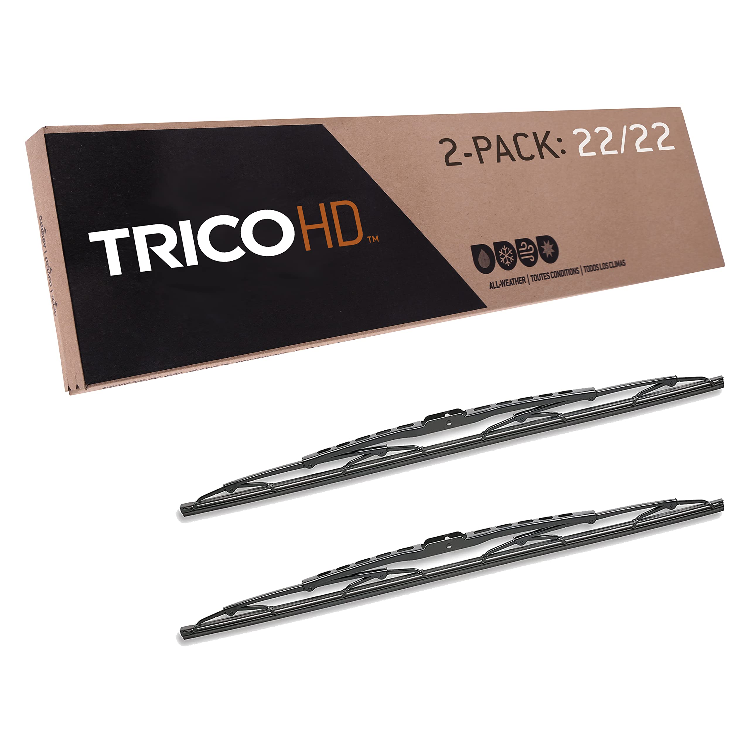 Photo 1 of TRICO HD 22 Inch Pack of 2 Heavy Duty & Automotive Replacement RV Windshield Wipers w/ Wide Saddle Attachment (67-2222-1) 2 Pack