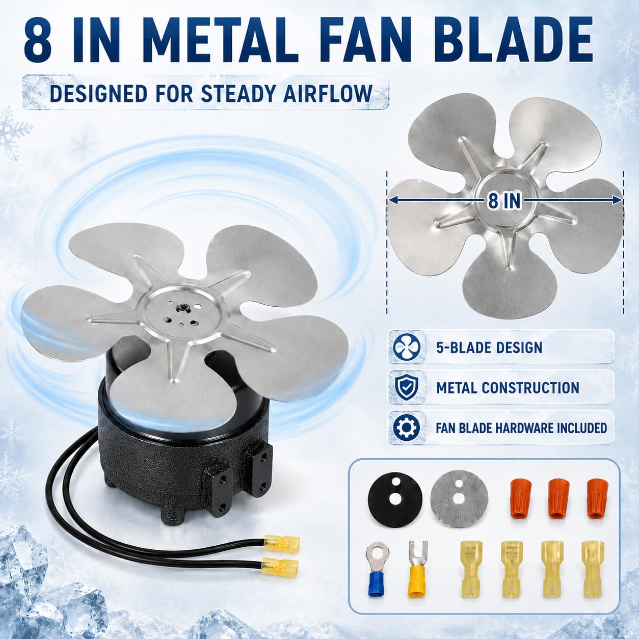 800448 Evaporator Fan Motor Replacement for 830037, Compatible with TR/UR Refrigerator, 115V 9W 1550 RPM Condenser Fan Motor, Strong Power Refrigerator Evaporator Motor