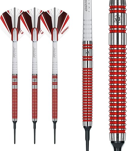 Miniatura 5 de Winmau Overdrive - Juego de dardos con punta de acero (90 % tungsteno) con vuelos y ejes de prisma (tallos)