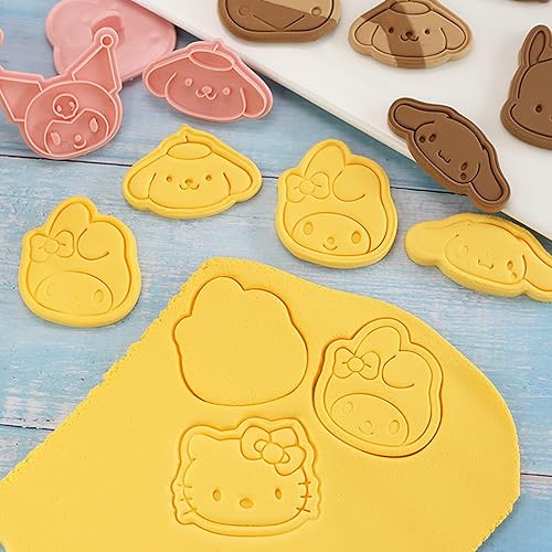 Miniatura 8 de Juego de 8 cortadores de galletas con dibujos animados en relieve de gatitos, melodía de gato, kawaii, cortador de galletas para pasteles, niños,