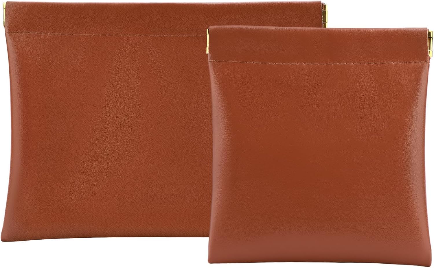 Brown small makeup bag for purse and cosmetic accessories organizer