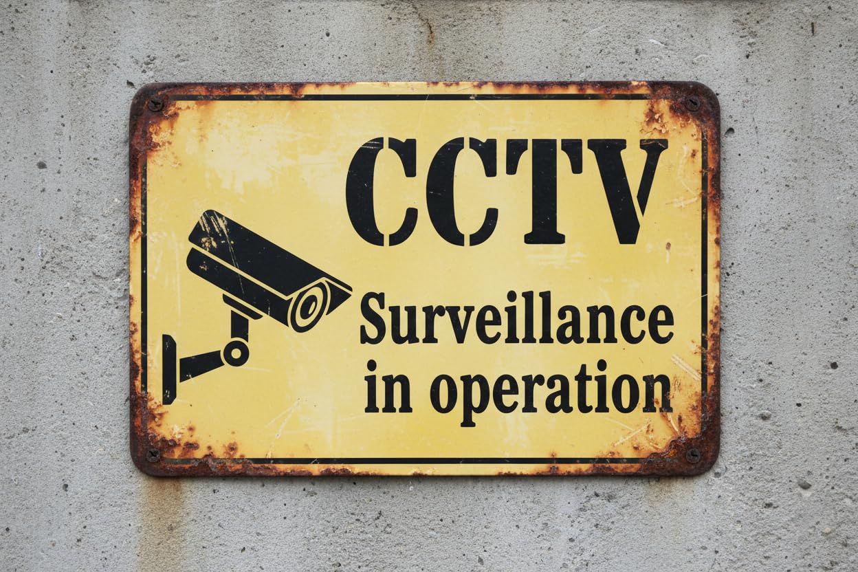 Wall Decor Cctv - Security & Property Sign (ii) Metal Sign 8x12Inch Clear Signage For S, Fences Vintage Signs Aluminum Plates Printed
