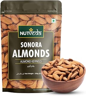 NUTVEDA Premium Sonora Almonds(Badam) 250gm - High Energy Booster | Improves Heart Health | Loaded with Antioxidants Price In India
