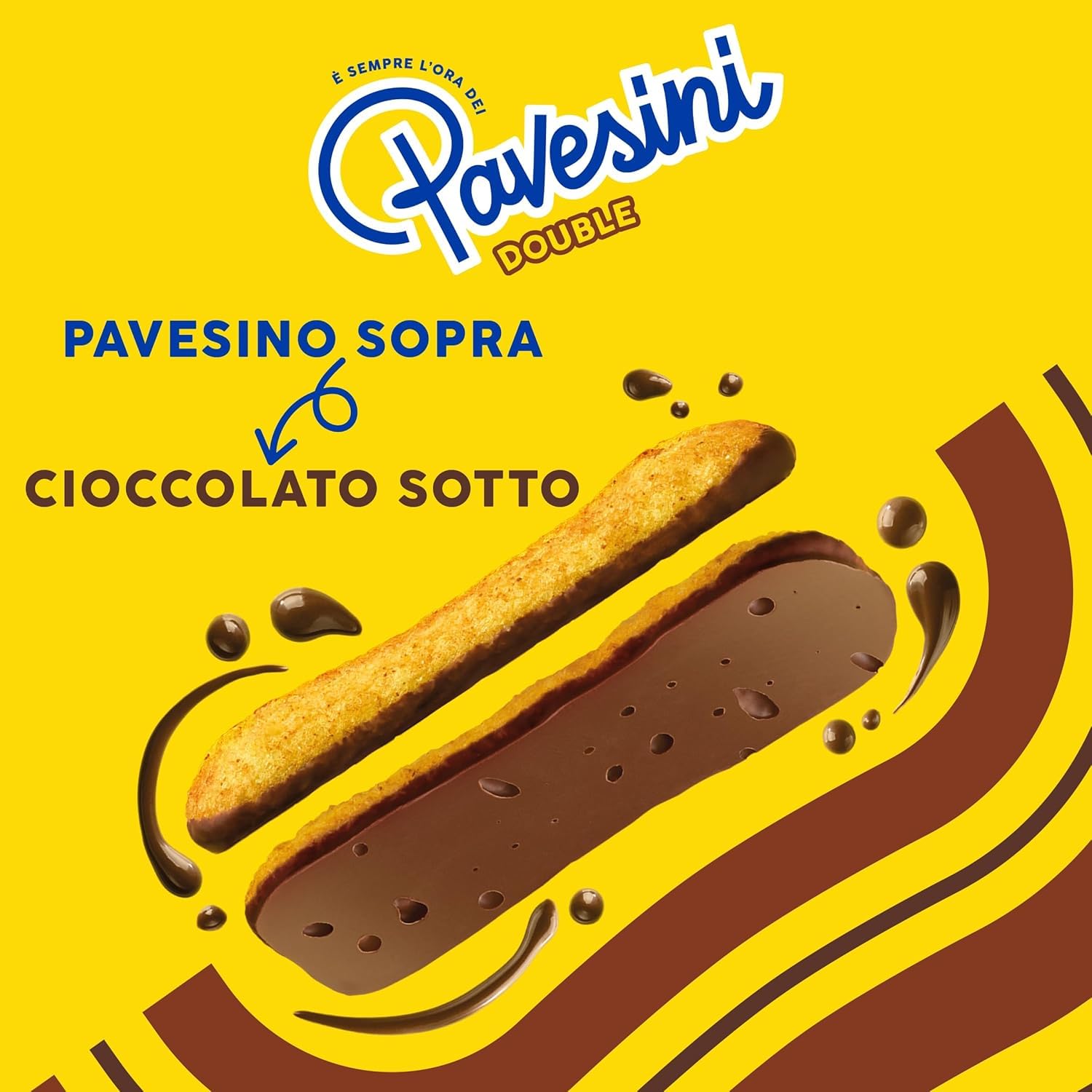 Pavesi Pavesini Double, Snack Croccante con Cioccolato Fondant, Snack croustillant au chocolat noir, collation légère, 12 x 60 g + Italian Gourmet Polpa 400 g