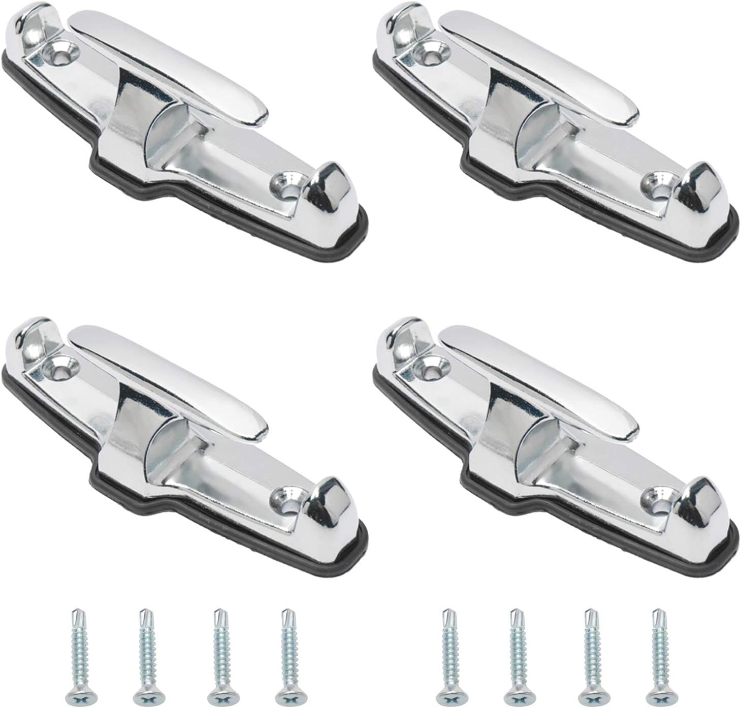 NovelBee 4pcs Chrome T-Hook Tie Down Rope with Washer and Mounting Screws for Car Boat