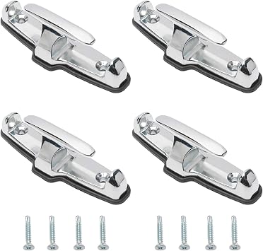 NovelBee 4pcs Chrome T Hook Rope Tie Down Truck Cleats with Screws White