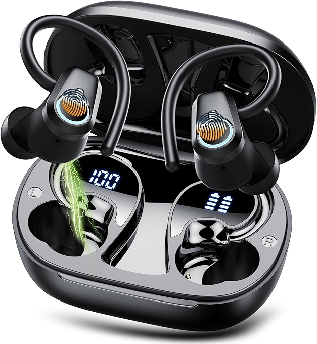 蓝牙5.4无线耳塞，IP7防水运动耳机，HiFi立体声音效，带ENC降噪和LED显示