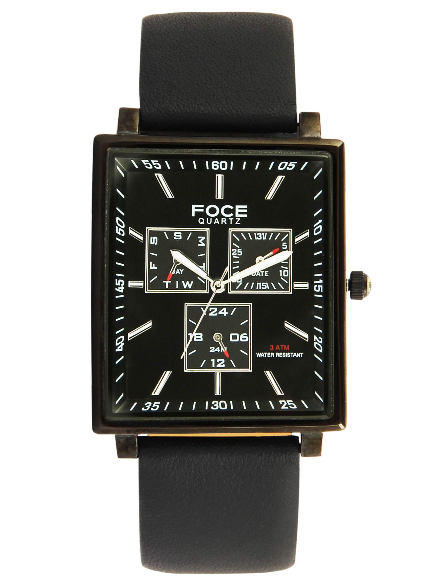 FOCE Multifunction Black Dial Leather Strap Watch for Men-[F722GBL-BLACK] (B07FYWDQVL) Amazon Price History, Amazon Price Tracker