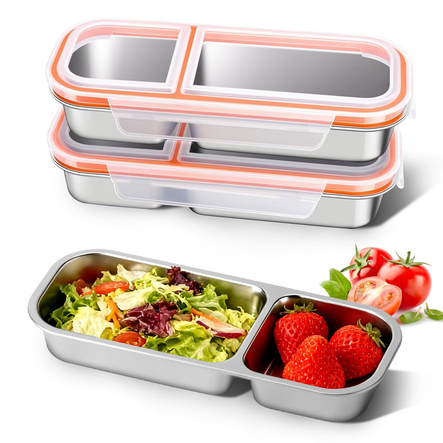 Photo 1 of EOJDDPA Stainless Steel Snackle Box Container, 3 Pack