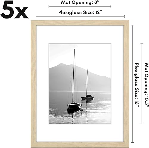 Vista 165 de Americanflat Portarretratos de 5 x 6 pulgadas con plexiglás pulido, juego de 5 portarretratos de 2 x 3 pulgadas con paspartú o para fotos de 5 x 6