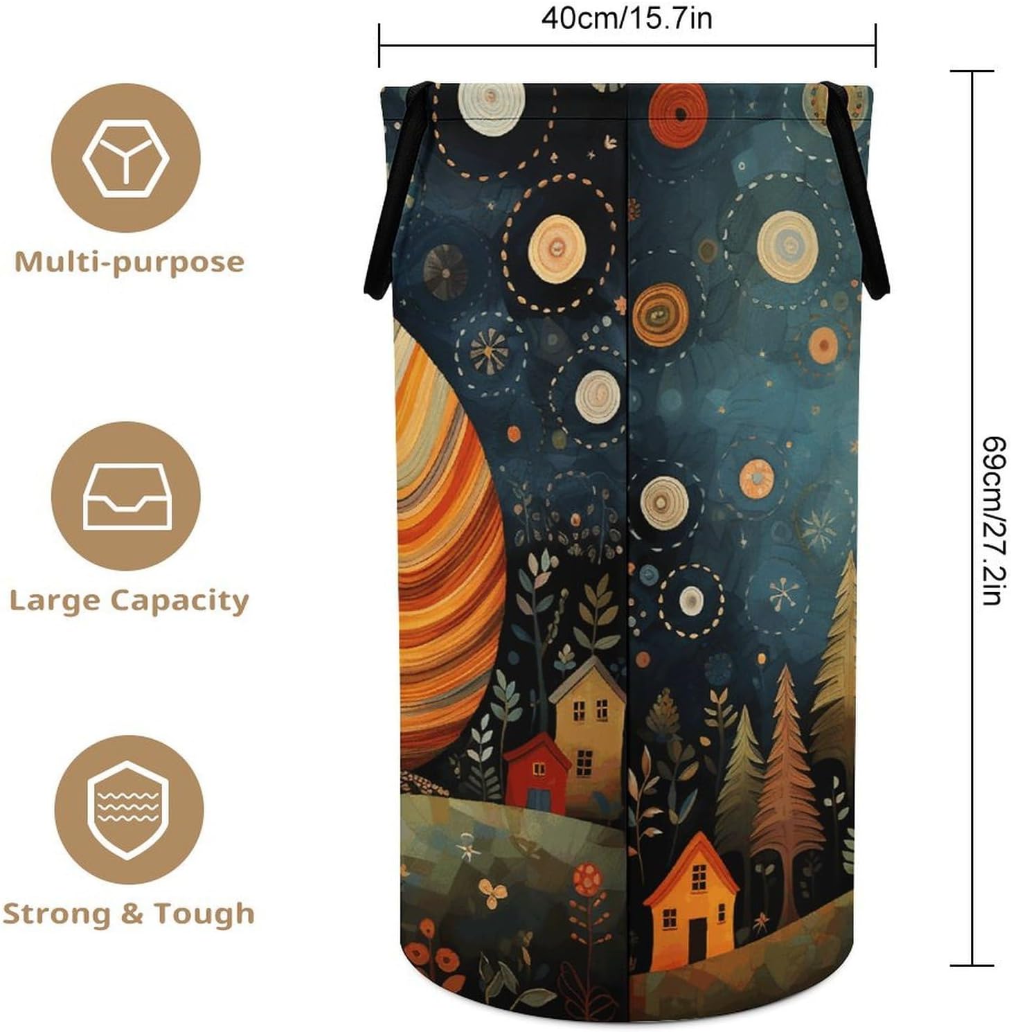 Snail Element Picture Laundry Hamper Large Collapsible Laundry Basket with Handles Waterproof Clothes Hamper Portable Dirty Clothes Basket for Bedroom Laundry Room Closet Bathroom