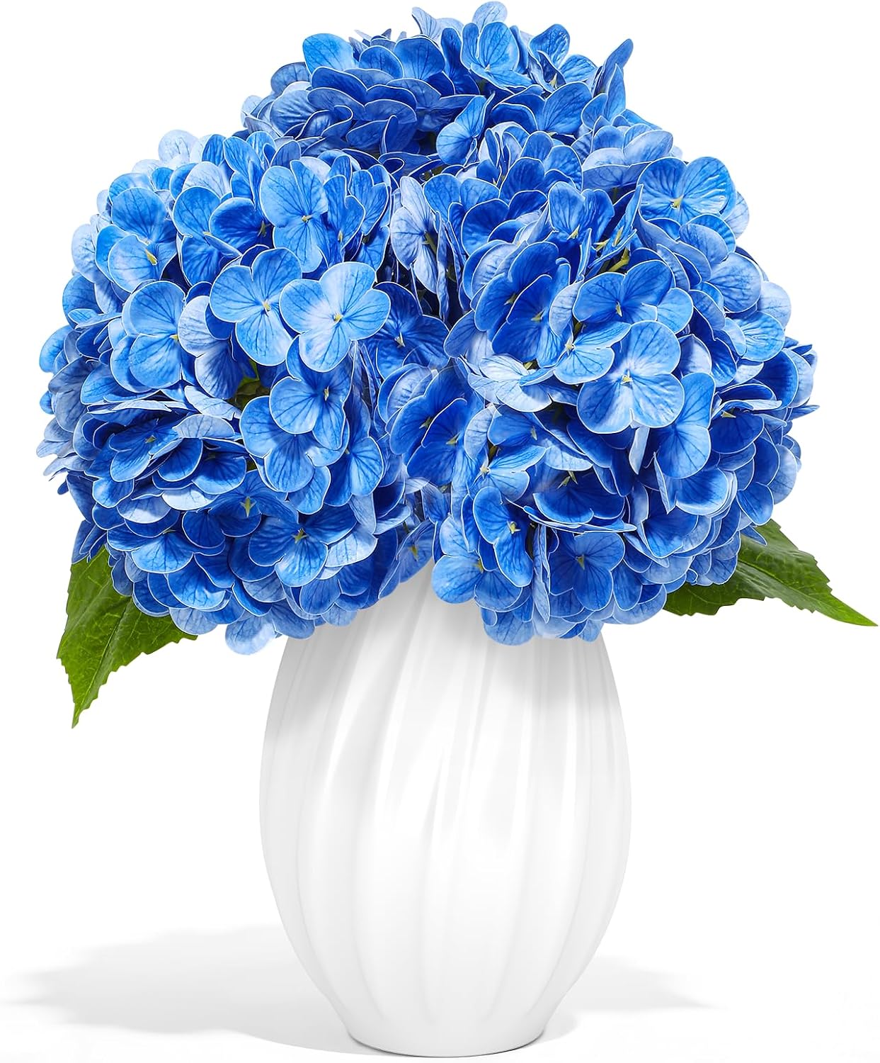 3 Pcs - 21" H Lifelike, Real Touch and Washable Spring Artificial Hydrangea Flowers , Faux Hydrangeas Fake Flowers for Kitchen Living Room Decor, Floral Arrangements & Outdoor Decoration（Deep blue）