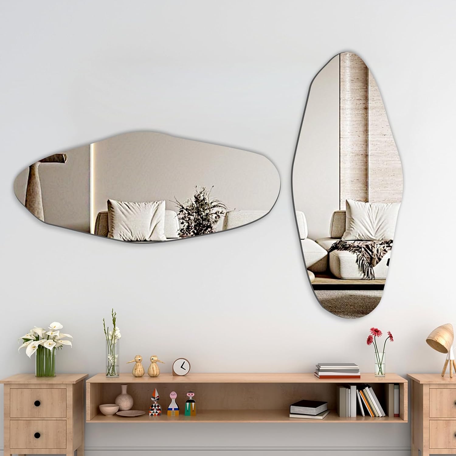 Irregular Wall Mirror, 19.6 * 47 Inch Asymmetrical Mirror Decor for Living Room Bedroom Bathroom Entryway