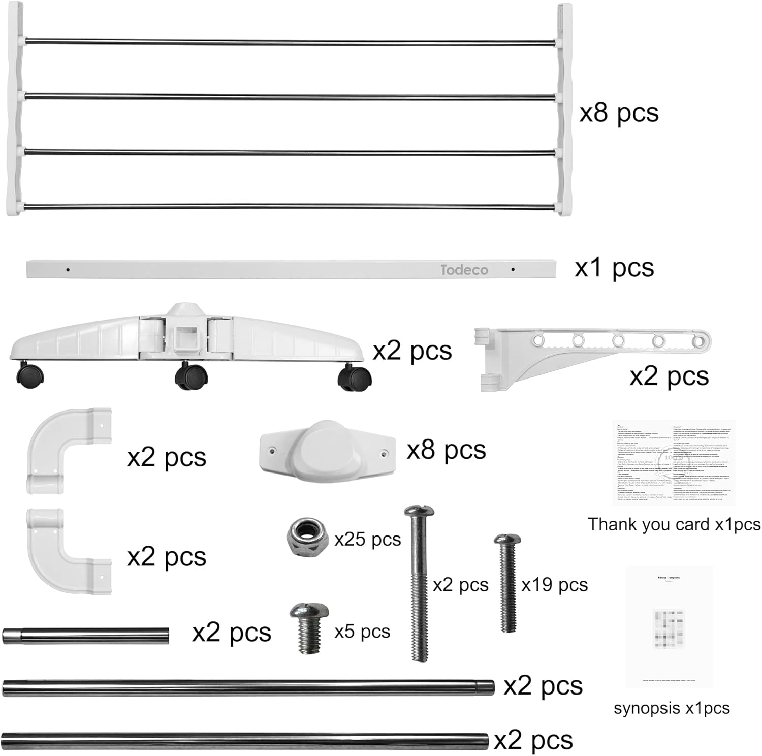 Todeco Laundry Drying Rack, 4 Tier Collapsible Metal Clothes Horses with Two Side Wings, Heavy Duty Clothes Drying Rack Use for Laundry, White