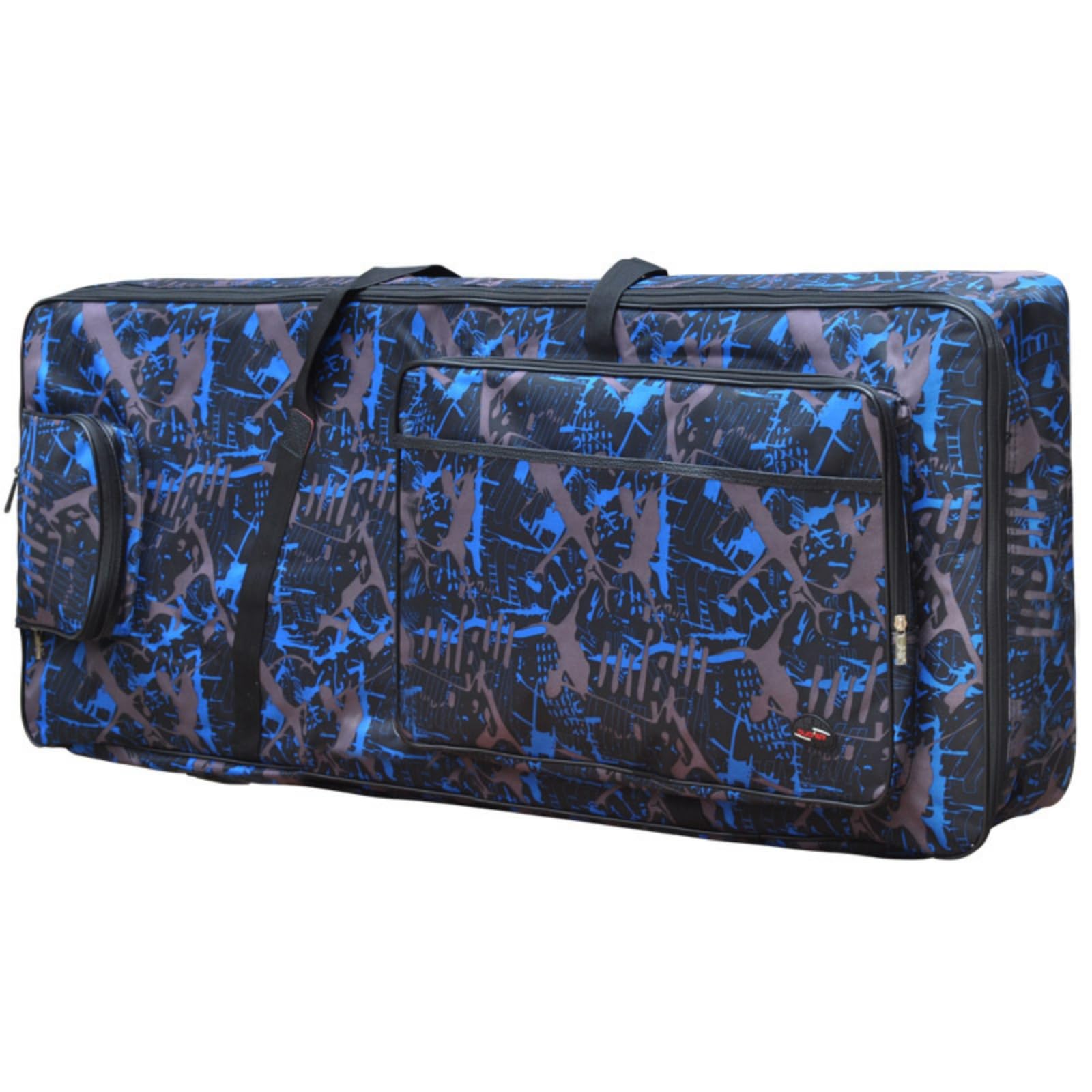 Qianly Borsa Imbottita Custodia con Tasche per Tastieristi, Concerti, Array, Camouflage Blu, 61 Tasti