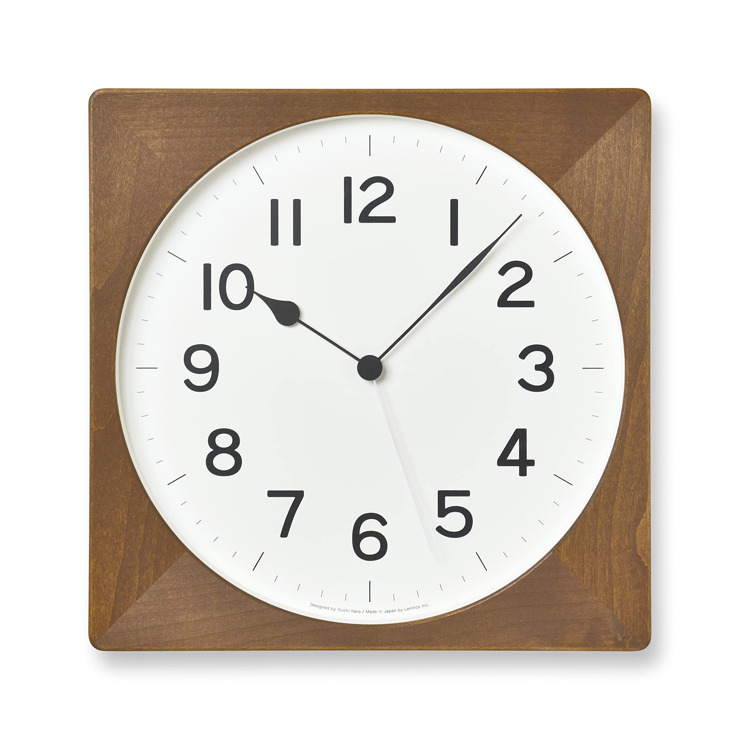 Lemnos 掛け時計 木製クロック 日本製 ブラウン レムノス