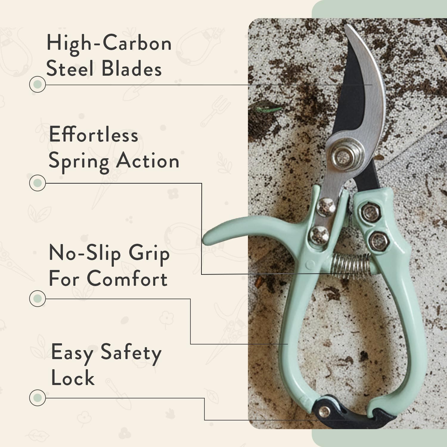 Modern Sprout Hand Pruners - Bypass Scissors for Gardening -3 Modern Sprout Hand Pruners - Bypass Scissors for Gardening -3