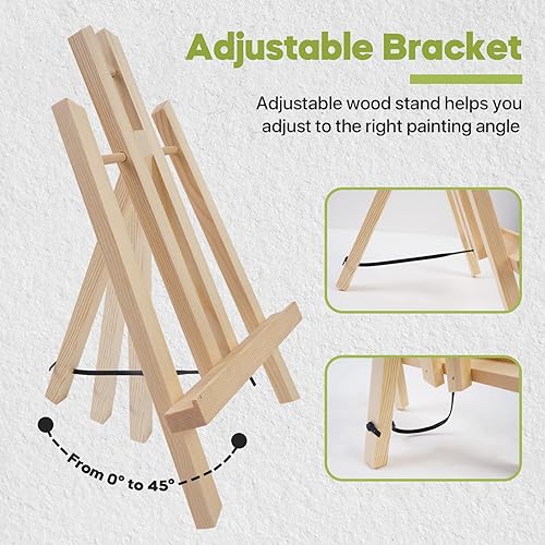 Miniatura 4 de CONDA Paquete de 6 caballetes de mesa de 11.8 pulgadas, trípode portátil con marco en A, caballete de mesa para pintar fiestas y mostrar lienzos,