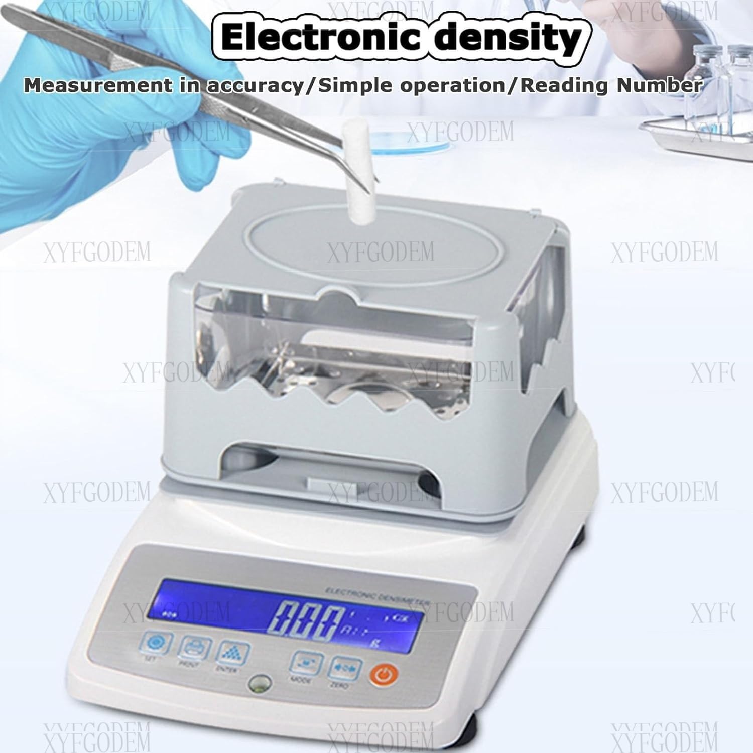 Densímetro Electrónico de Alta Precisión para Goma, Plástico, Metal – Medidor Densidad Sólida con Pantalla RS-232 y Compensación Temperatura, Ideal para Laboratorio Control Calidad