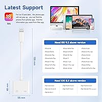 Vista 6 de [Certificado Apple MFi] Adaptador de cámara Lightning a USB con puerto de carga, cable OTG USB 3.0 hembra portátil para iPad para conectar lector