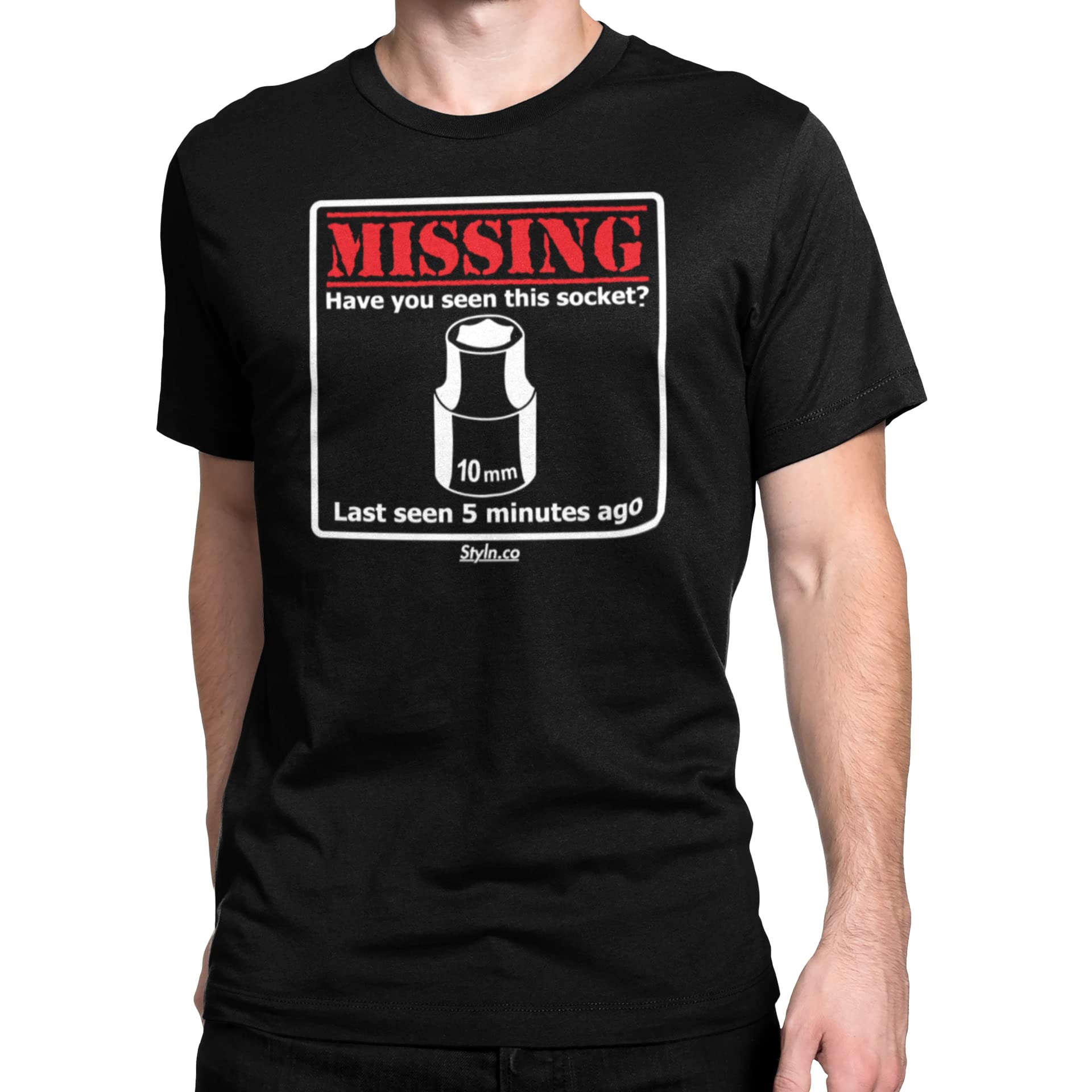 STYLNIndustries Missing 10MM Socket T-Shirt (Medium) Black