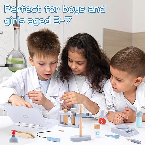 Miniatura 2 de umu Kit de experimentos científicos para niños, disfraz de médico para niños de 3 a 5 años, disfraz de científico y juguetes de juego de rol, regalo