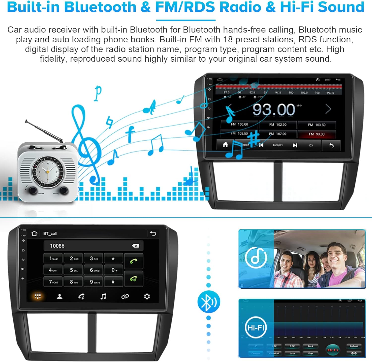 roinvou 232g android double din car stereo for subaru forester 2008 09 10 11 12 9 1080p hd touch screen wireless carplay android auto gps wifi blueto