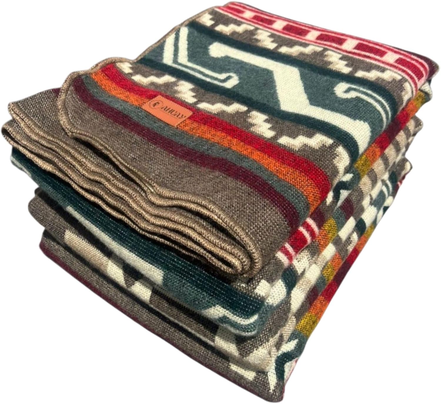 Alpaca Wool Blanket, King Size 100 x 83, Reversible 2 in 1, Thick and Ultra Soft, Hypoallergenic, Non-Itchy, Handmade in Ecuador. Premium Alpaca Wool Thtow Blanket for Cozy Comfort. (Aztec Brow)