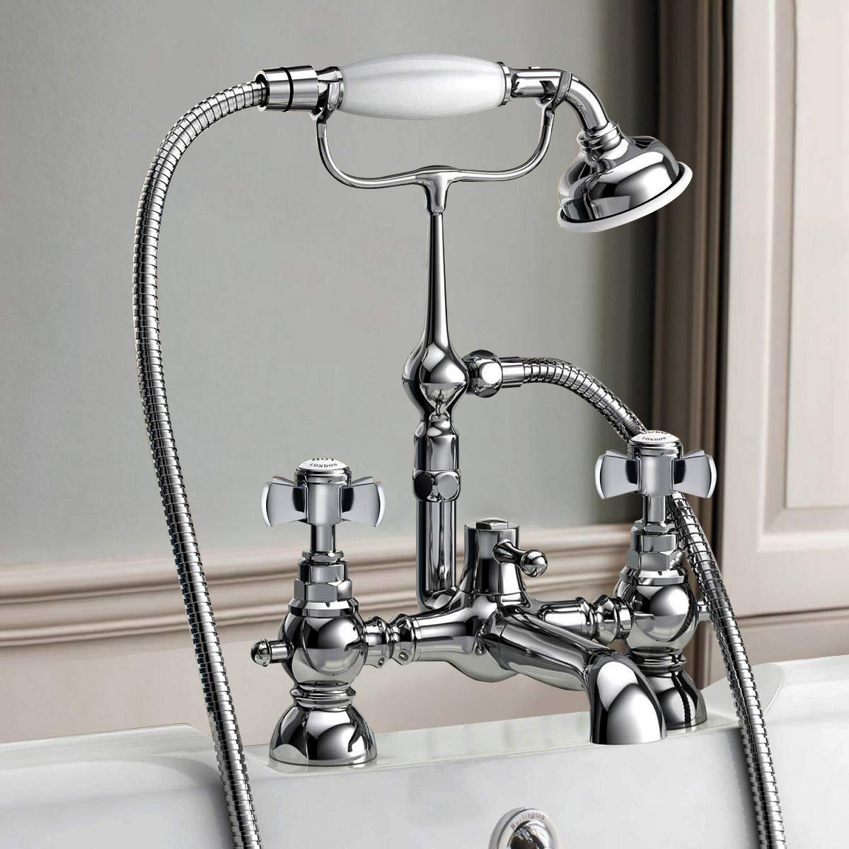 Nes Home Chrome | Studio Bathroom Traditional Bath Shower Mixer & Handset