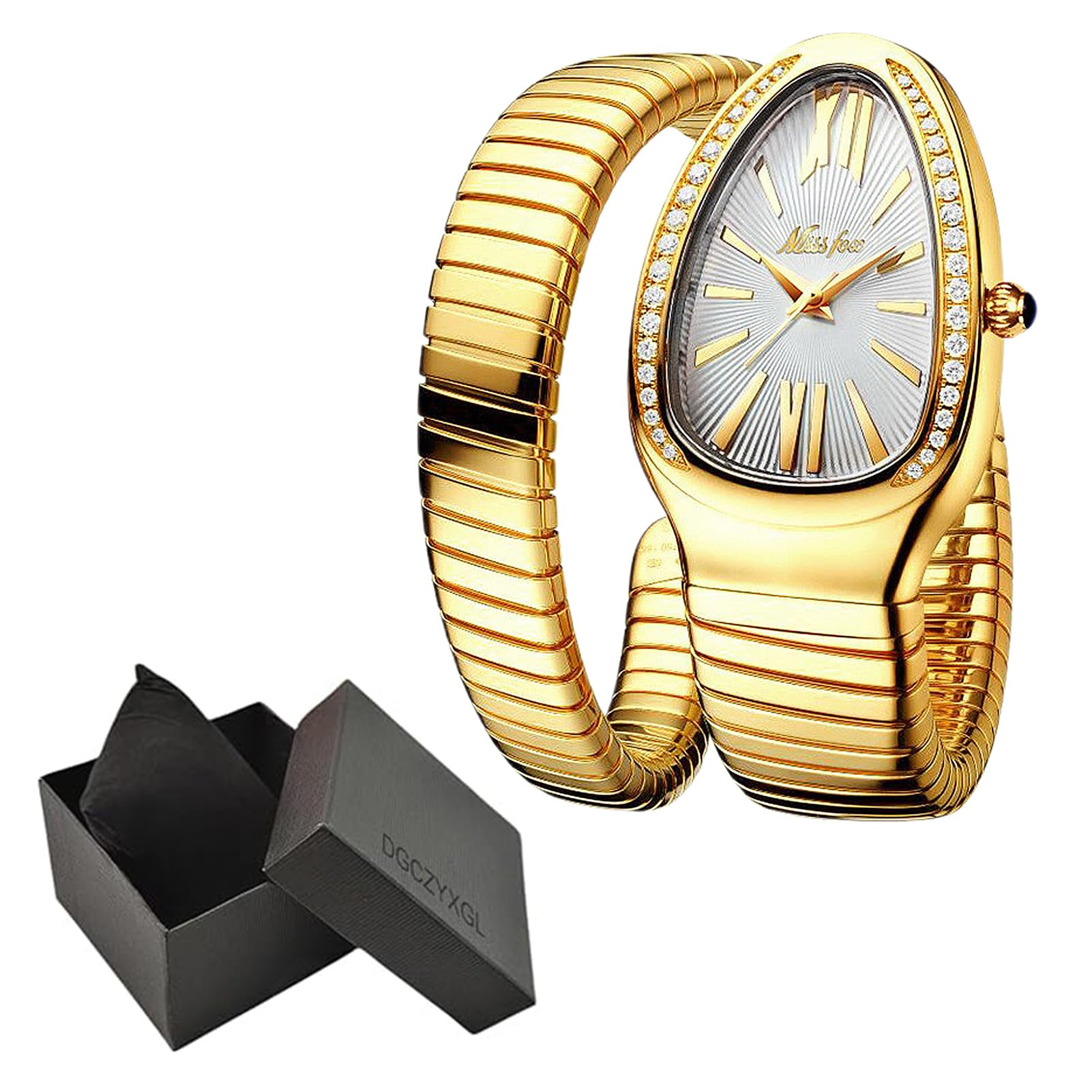 Relojes de serpiente para mujer, reloj de serpiente para mujer, reloj de serpiente plateado, diseño único, relojes para mujer con números romanos, día de San Valentín, día de la madre, Navidad