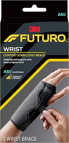FUTURO Muñequera estabilizadora de comodidad, ayuda a apoyar esguinces, distensiones y síntomas del síndrome del túnel carpiano, talla única