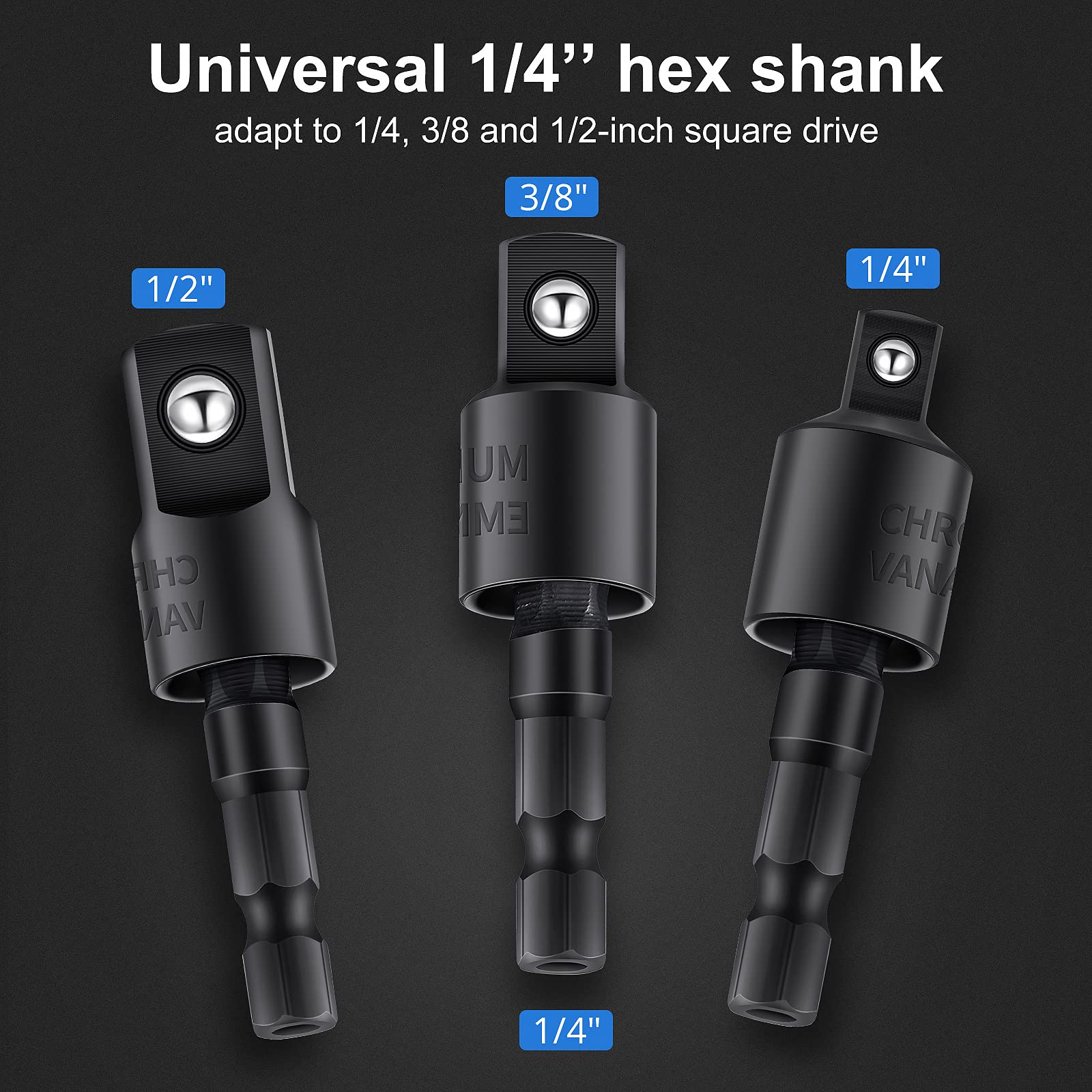 Tool Gift For Man, 3-Piece Power Drill Sockets Adapter Sets, 360