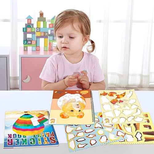 Vista 47 de 90shine 2 libros de calcomanías para niños de 4 a 8 años, diseños temáticos de zoológicos para mascotas, regalo de fiesta, crea 22 imágenes