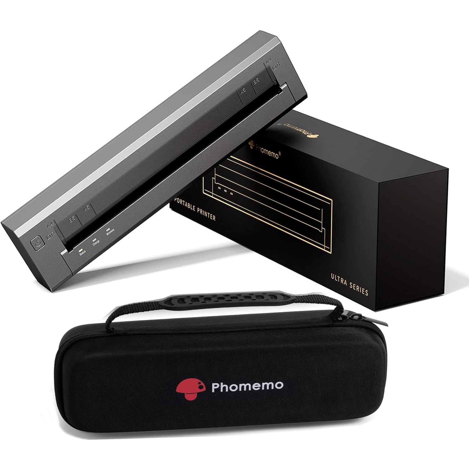 Phomemo G100 Ultra Fast Portable Printers Wireless for Travel, 100mm/s, 499g, 300DPI, 1300mAh, Thermal Inkless Bluetooth Printer Compatible with iOS/Android/PC, US Letter/A4, with Case & 20 Sheets